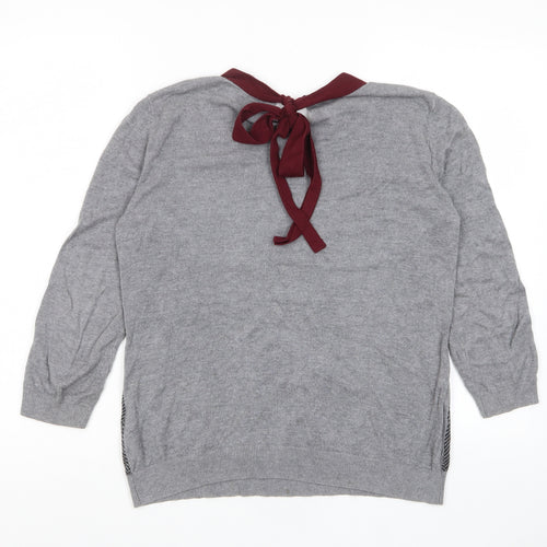 mamas & papas Womens Grey Crew Neck Geometric Viscose Pullover Jumper Size 10
