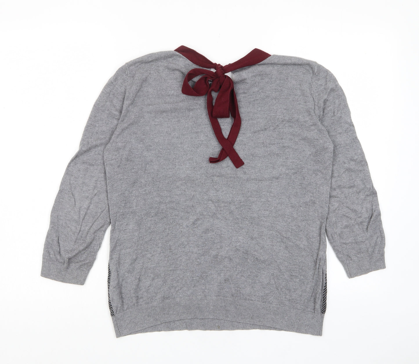 mamas & papas Womens Grey Crew Neck Geometric Viscose Pullover Jumper Size 10