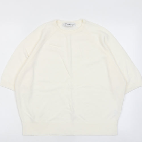 Berkertex Womens Ivory Crew Neck Acrylic Pullover Jumper Size 14