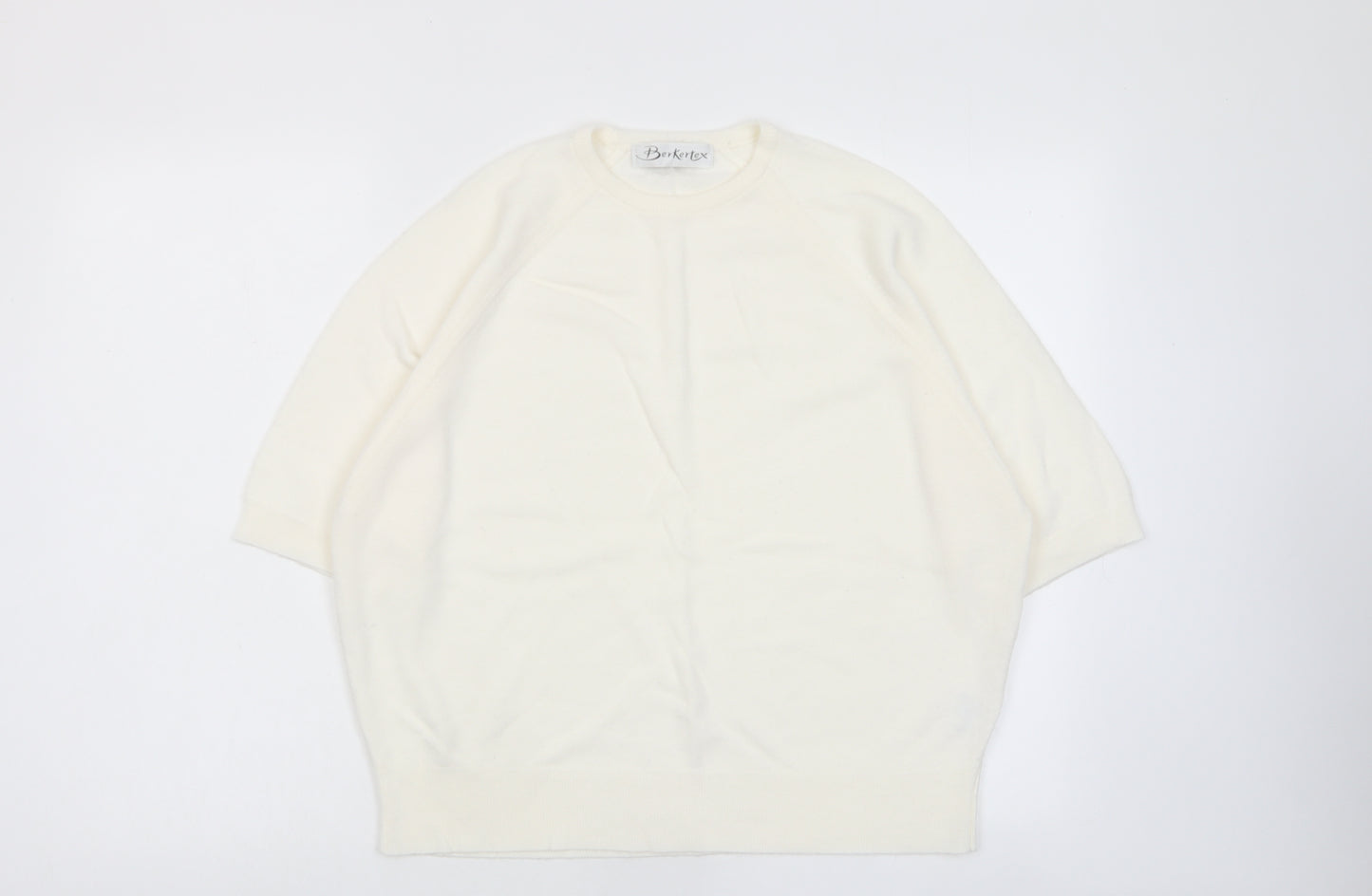 Berkertex Womens Ivory Crew Neck Acrylic Pullover Jumper Size 14