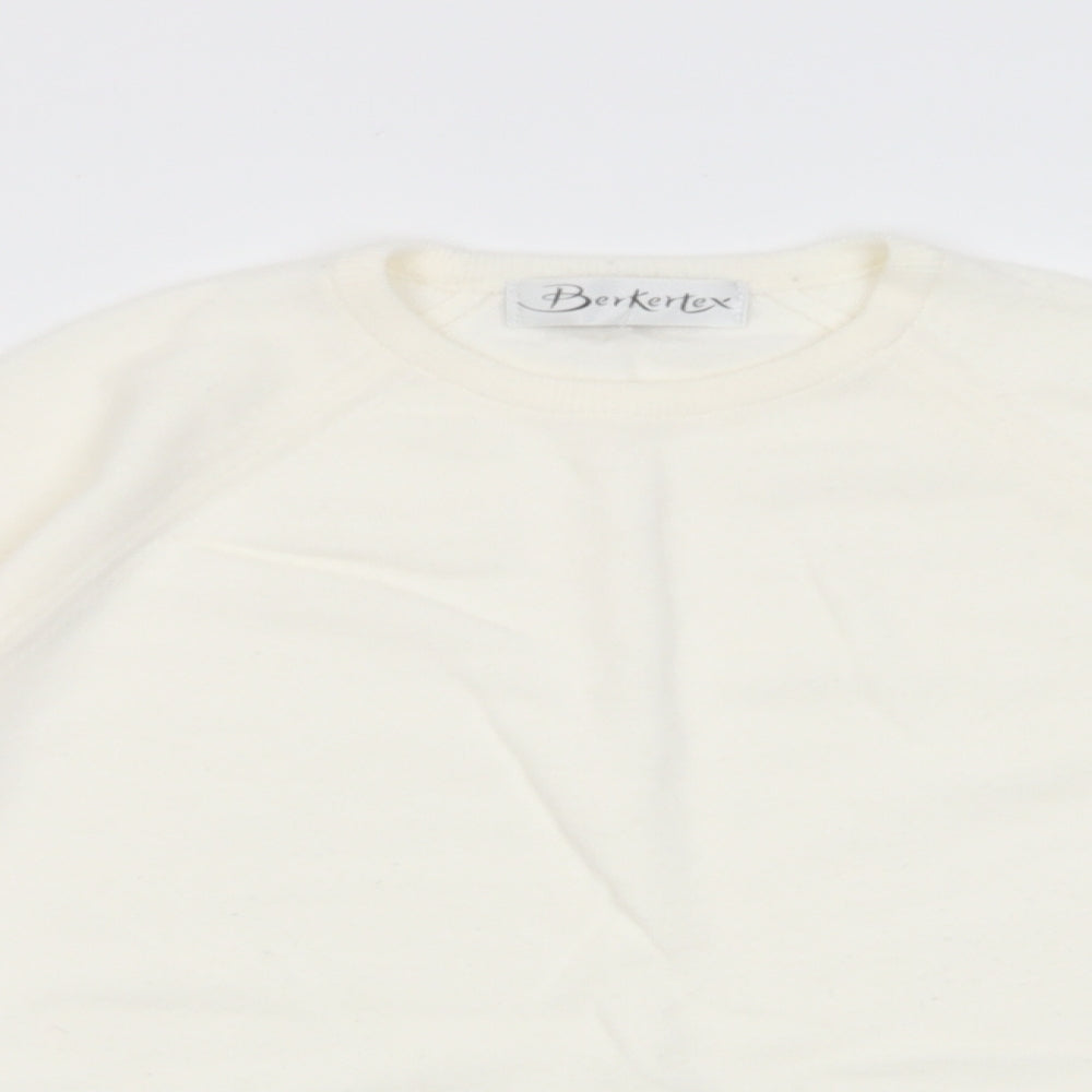 Berkertex Womens Ivory Crew Neck Acrylic Pullover Jumper Size 14