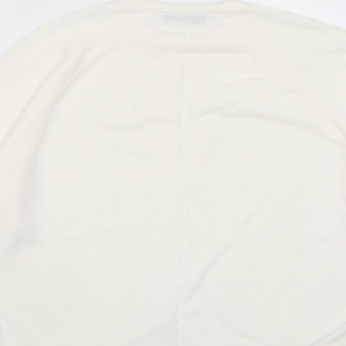 Berkertex Womens Ivory Crew Neck Acrylic Pullover Jumper Size 14
