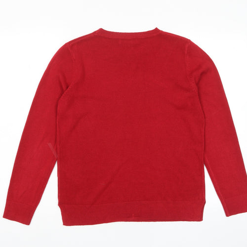 Marks and Spencer Womens Red Crew Neck Acrylic Pullover Jumper Size 12
