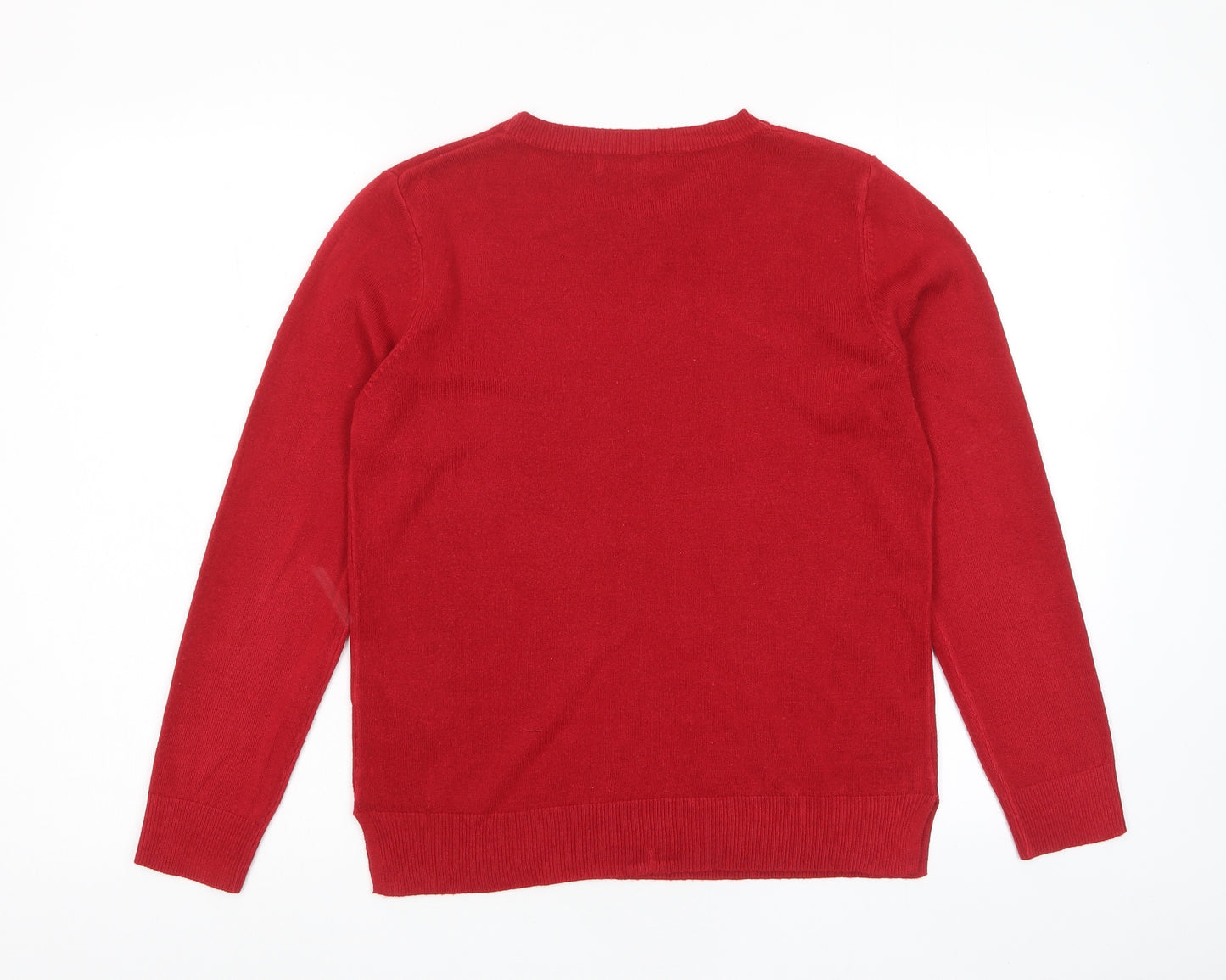 Marks and Spencer Womens Red Crew Neck Acrylic Pullover Jumper Size 12