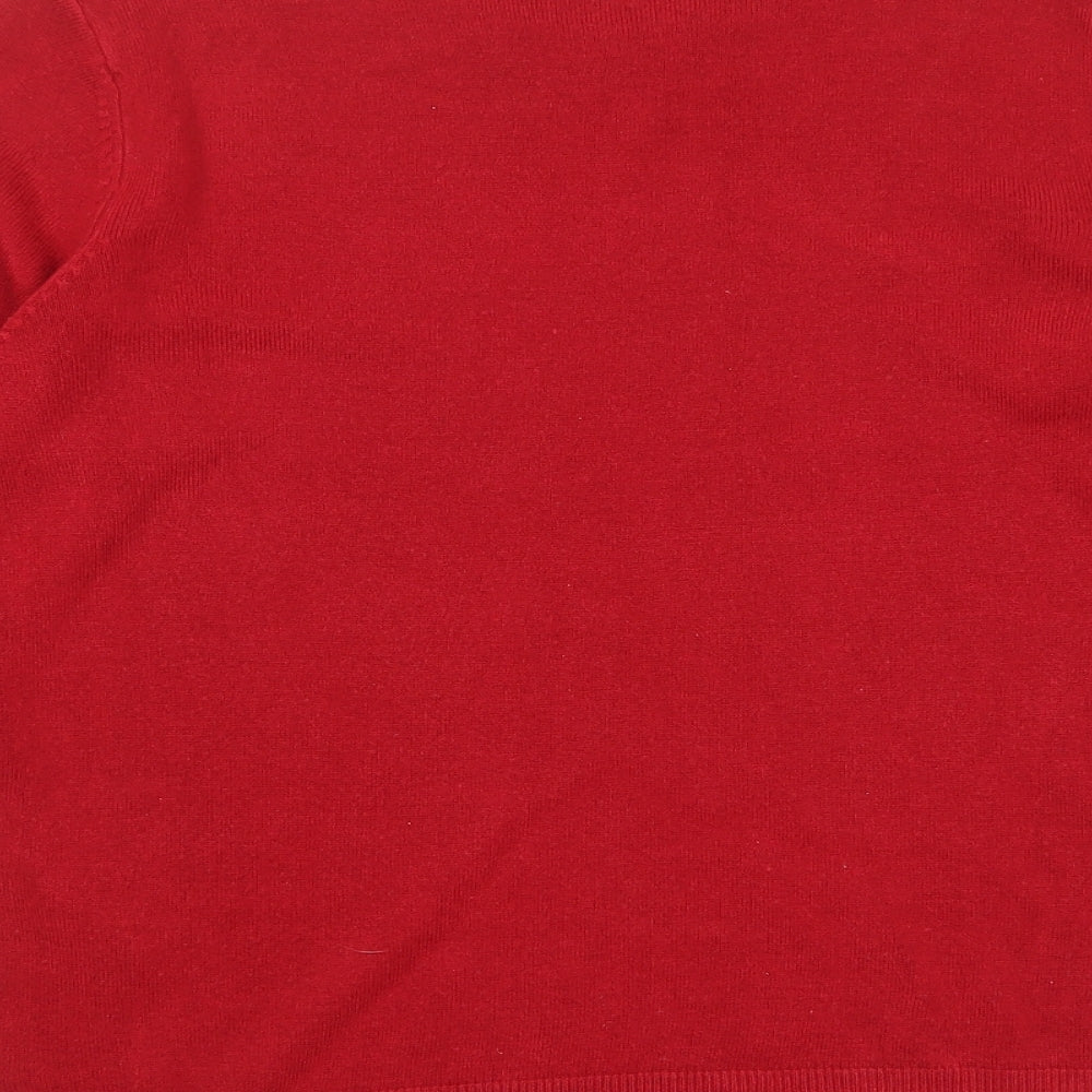 Marks and Spencer Womens Red Crew Neck Acrylic Pullover Jumper Size 12