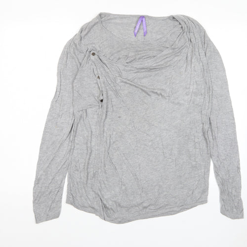Simply Be Womens Grey Scoop Neck Viscose Pullover Jumper Size 16 - Buttons