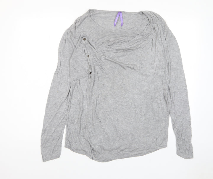 Simply Be Womens Grey Scoop Neck Viscose Pullover Jumper Size 16 - Buttons