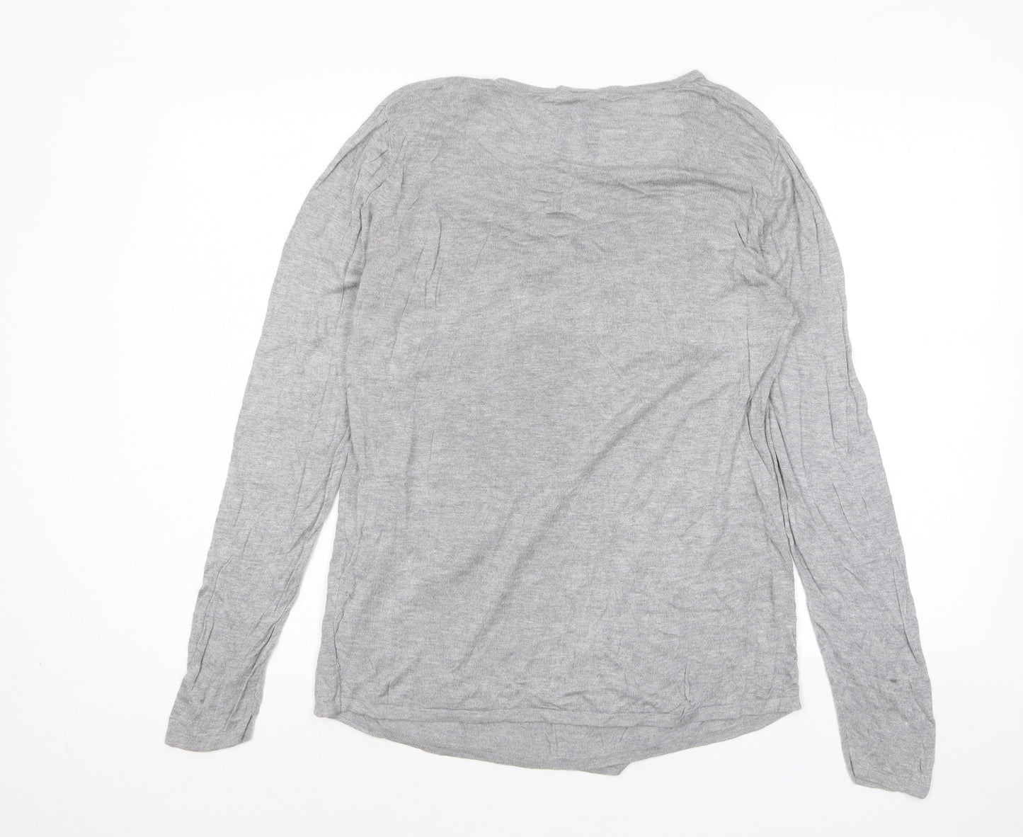 Simply Be Womens Grey Scoop Neck Viscose Pullover Jumper Size 16 - Buttons