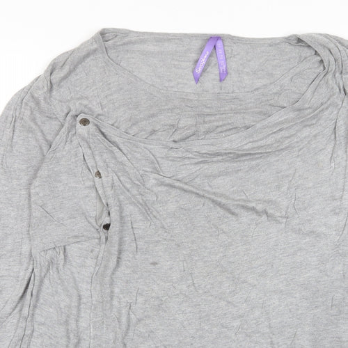 Simply Be Womens Grey Scoop Neck Viscose Pullover Jumper Size 16 - Buttons