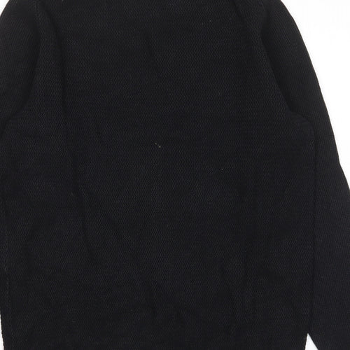 Selected Homme Mens Black Crew Neck Cotton Pullover Jumper Size M Long Sleeve