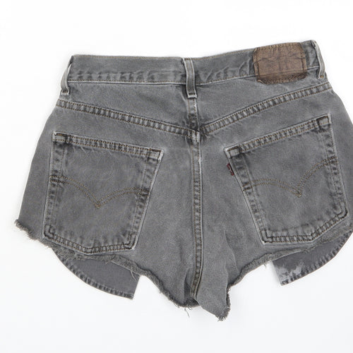 Levi's Womens Grey Cotton Hot Pants Shorts Size 28 in Regular Zip - Pockets, Belt Loops