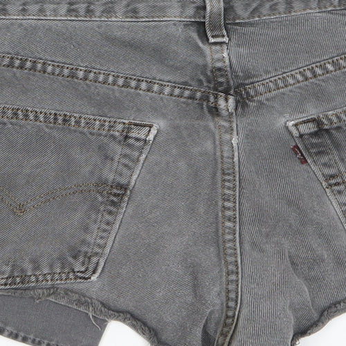 Levi's Womens Grey Cotton Hot Pants Shorts Size 28 in Regular Zip - Pockets, Belt Loops