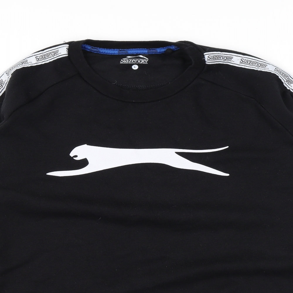 Slazenger Mens Black Cotton Pullover Sweatshirt Size L - Logo
