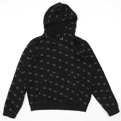 New Look Boys Black Geometric Cotton Pullover Hoodie Size 14-15 Years Pullover - NYC