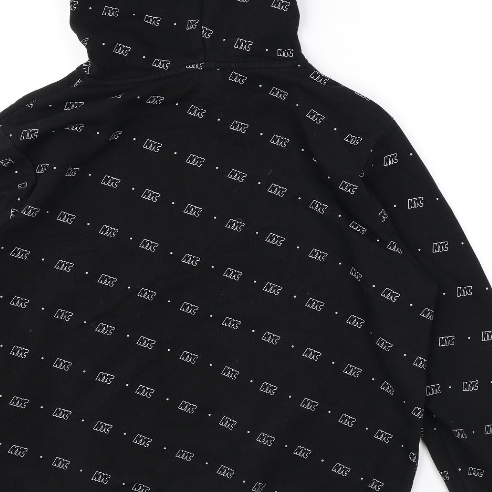 New Look Boys Black Geometric Cotton Pullover Hoodie Size 14-15 Years Pullover - NYC
