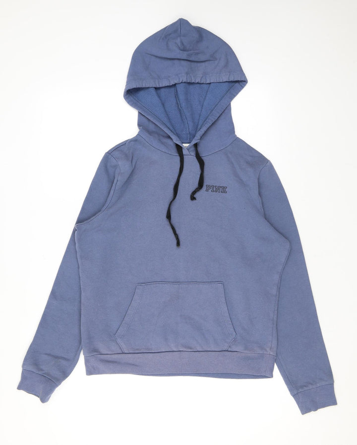 PINK Womens Blue Cotton Pullover Hoodie Size M Pullover
