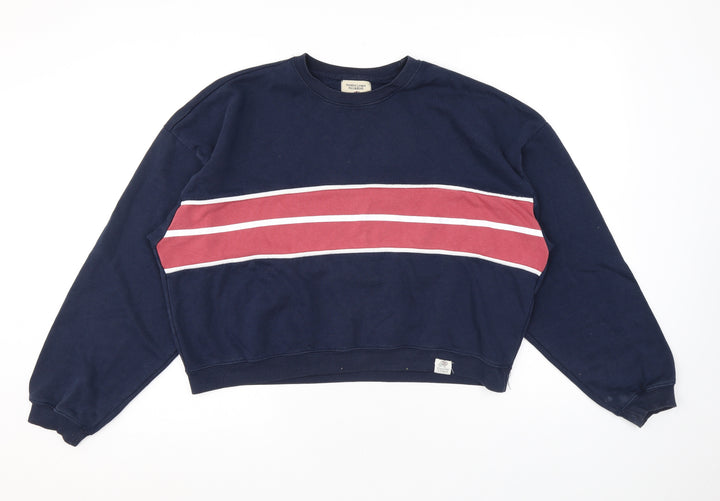 Pull&Bear Womens Blue Cotton Pullover Sweatshirt Size S Pullover