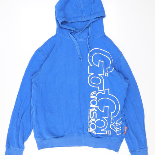 Gio-Goi Mens Blue Cotton Pullover Hoodie Size L - Logo