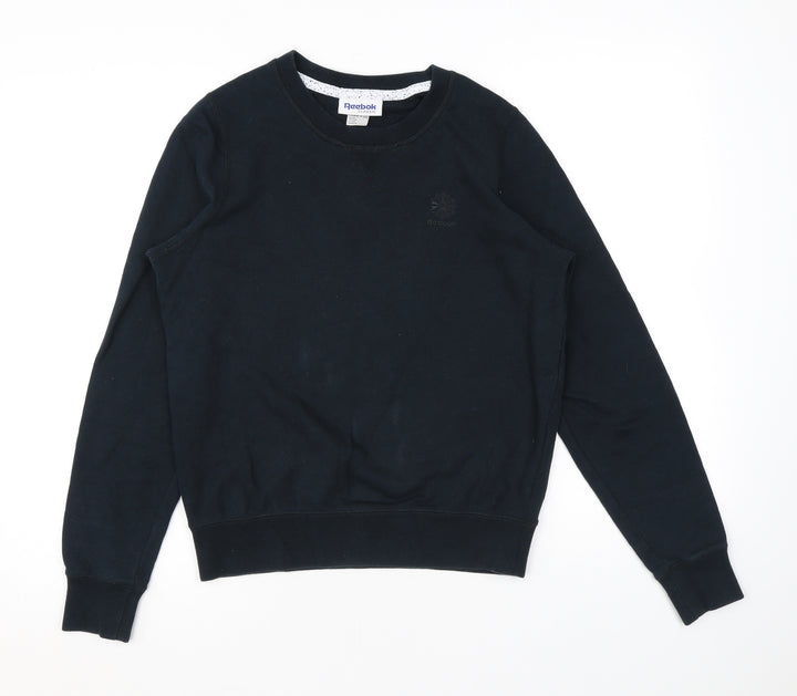 Reebok Mens Black Cotton Pullover Sweatshirt Size XS - Logo