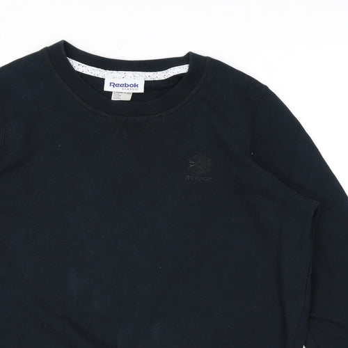 Reebok Mens Black Cotton Pullover Sweatshirt Size XS - Logo