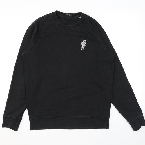 Percival Mens Black Cotton Pullover Sweatshirt Size M - Astronaut