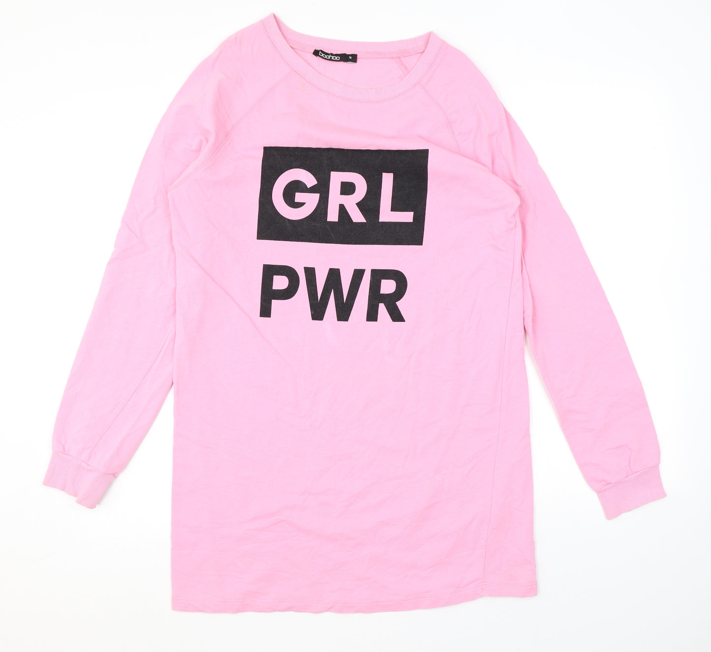 Boohoo Womens Pink Cotton Pullover Sweatshirt Size M Pullover - Girl Power