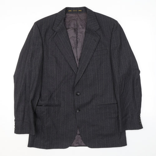 Burton Mens Grey Striped Wool Jacket Suit Jacket Size 40 Regular