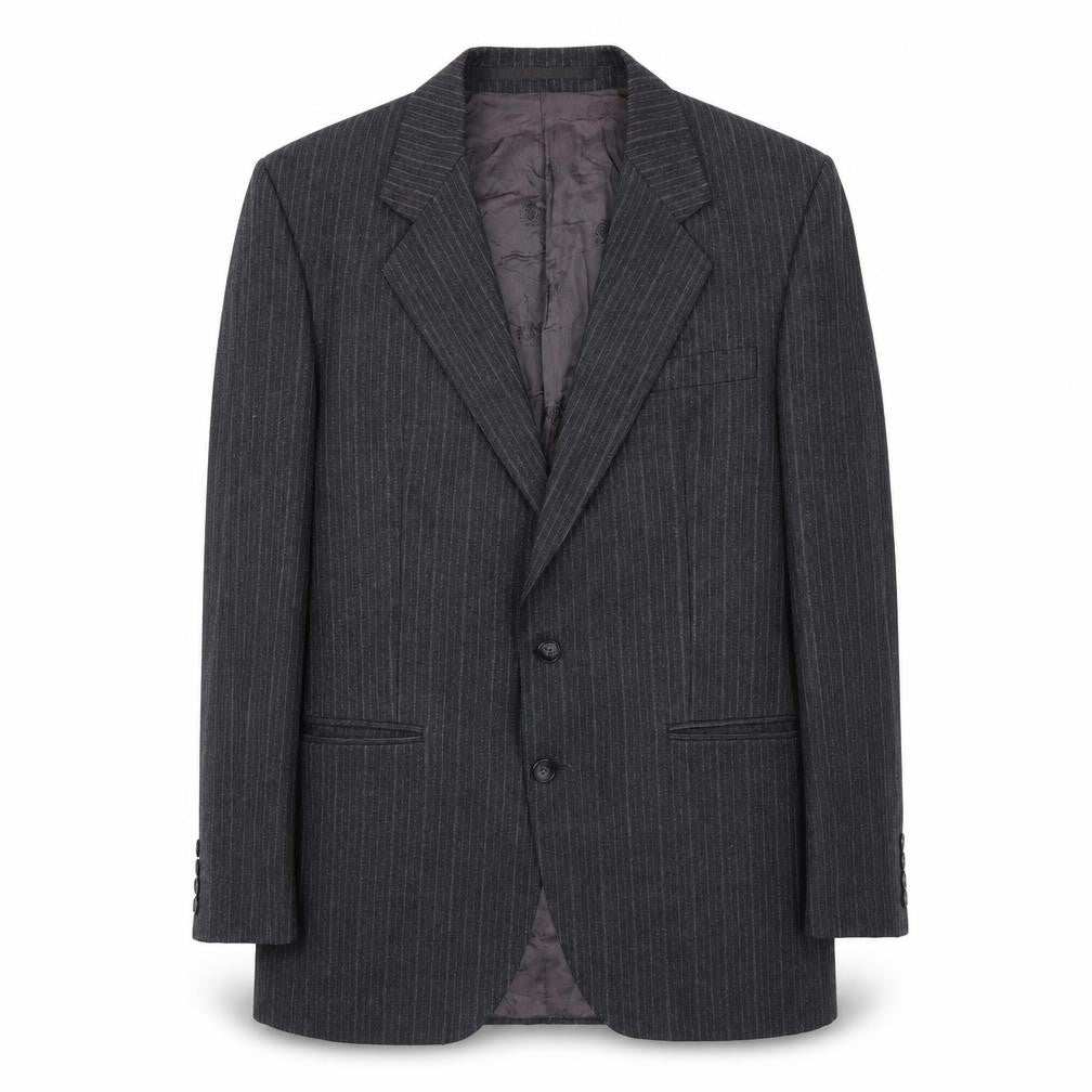 Front view of Burton men’s grey striped wool jacket suit jacket, size 40, regular