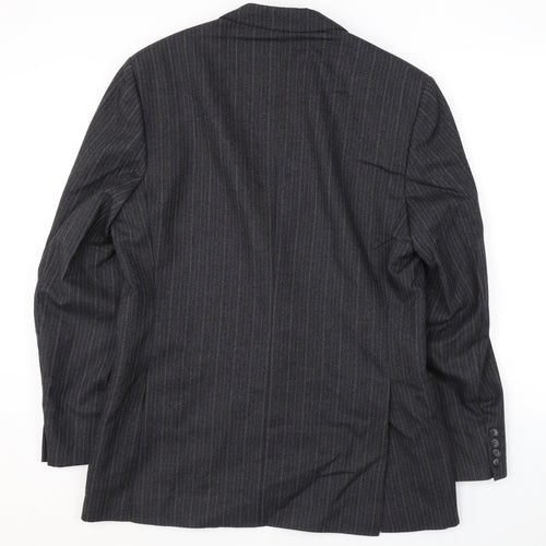 Burton Mens Grey Striped Wool Jacket Suit Jacket Size 40 Regular