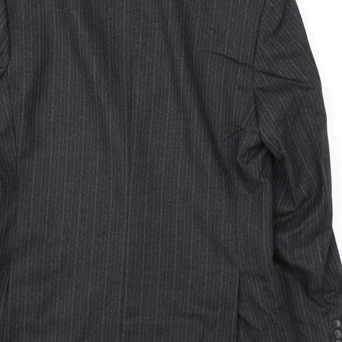 Burton Mens Grey Striped Wool Jacket Suit Jacket Size 40 Regular