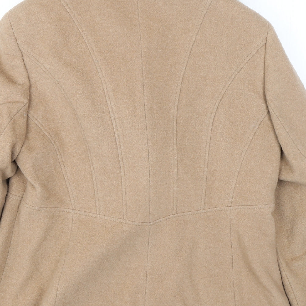 Precis Womens Beige Pea Coat Coat Size 14 Button