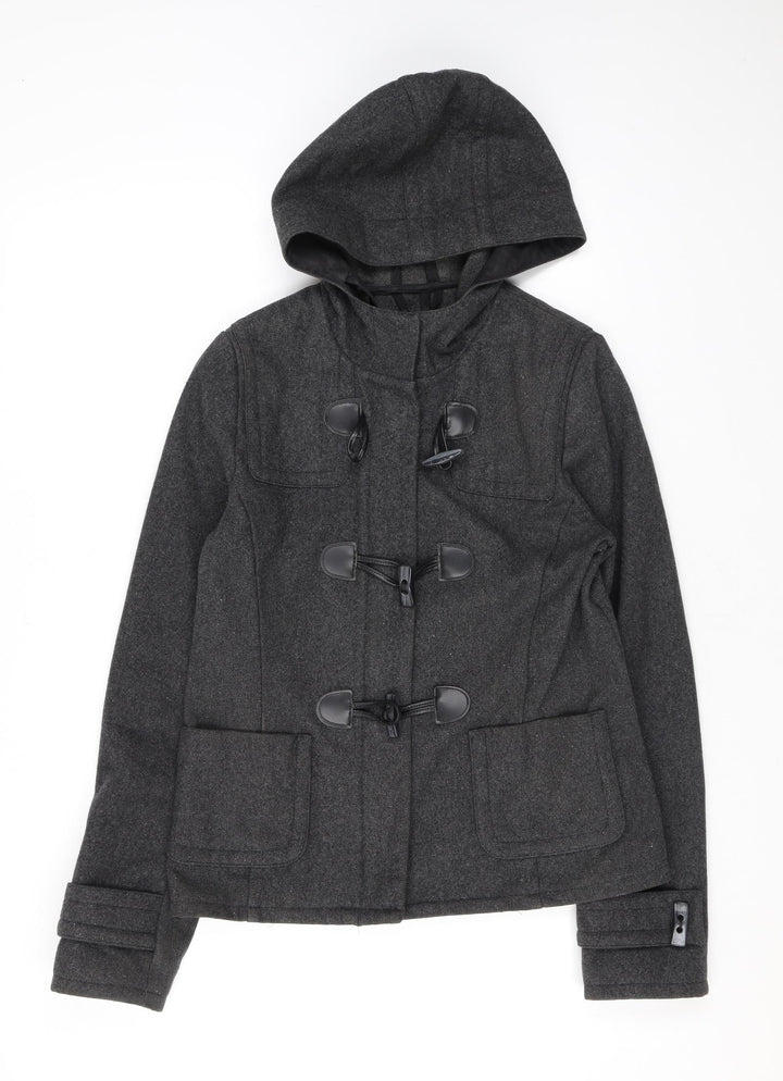 Topshop Womens Grey Overcoat Coat Size 10 Zip