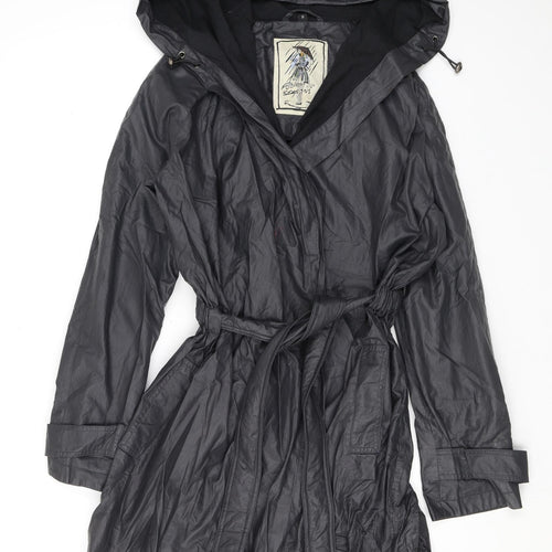Four Seasons Womens Black Rain Coat Coat Size M Tie