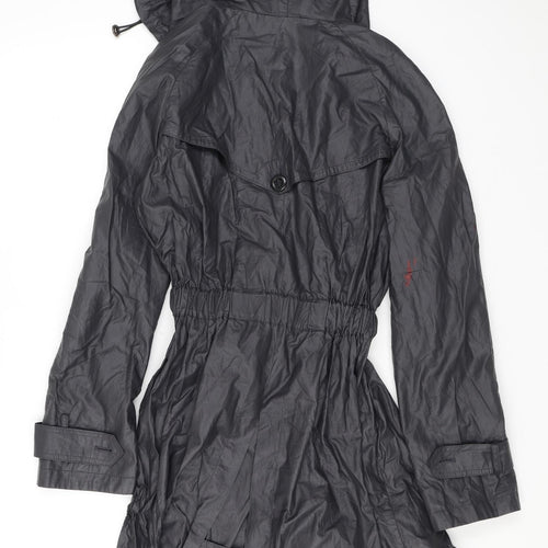 Four Seasons Womens Black Rain Coat Coat Size M Tie