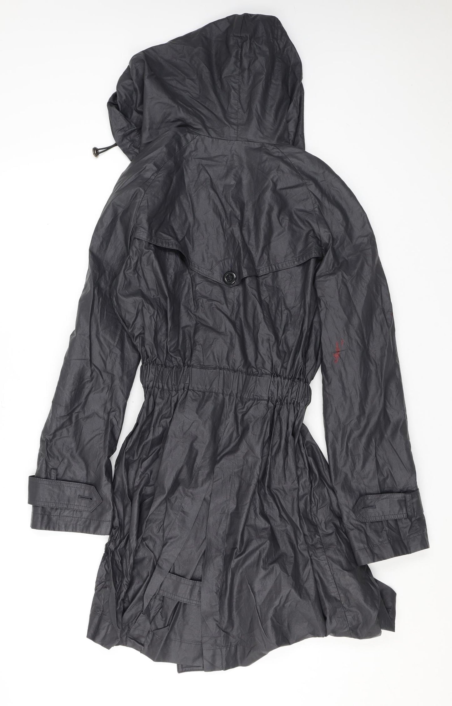Four Seasons Womens Black Rain Coat Coat Size M Tie