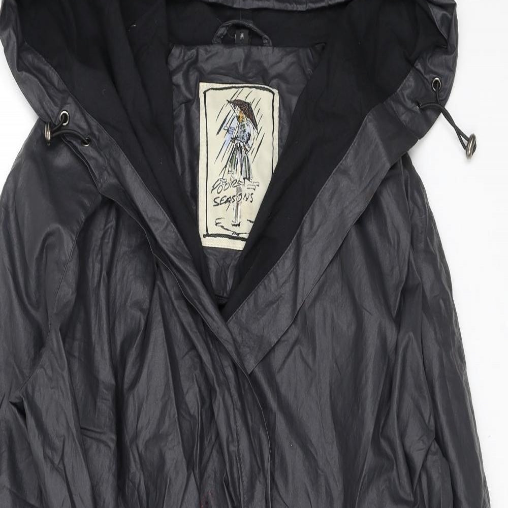 Four Seasons Womens Black Rain Coat Coat Size M Tie