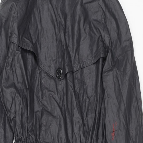 Four Seasons Womens Black Rain Coat Coat Size M Tie