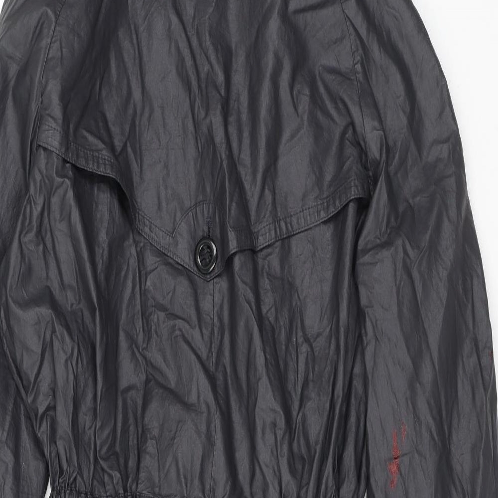 Four Seasons Womens Black Rain Coat Coat Size M Tie