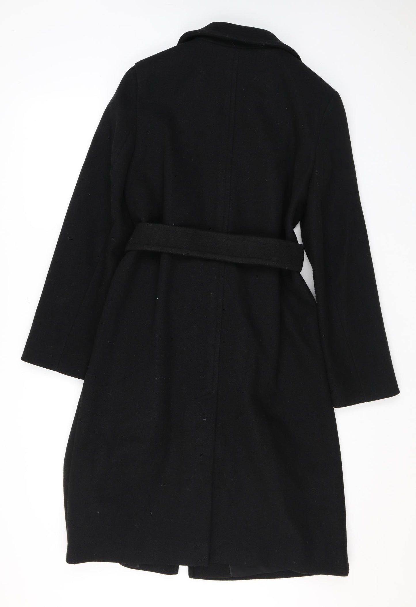 Marks and Spencer Womens Black Overcoat Coat Size 12 Button