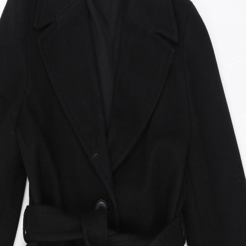 Marks and Spencer Womens Black Overcoat Coat Size 12 Button