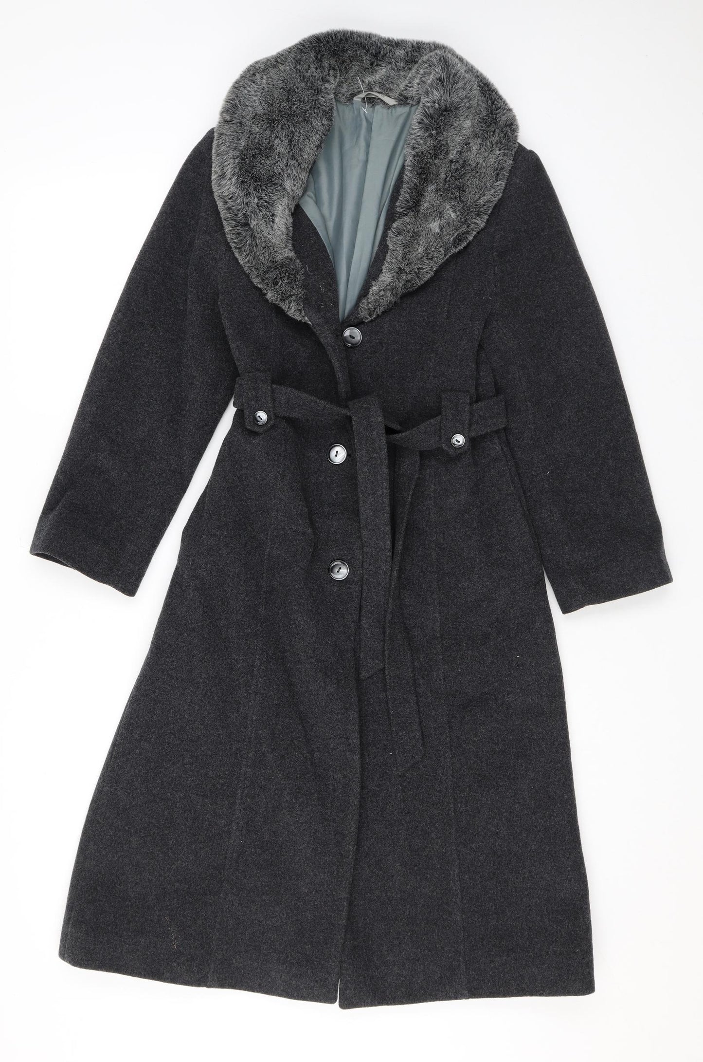 Marks and Spencer Girls Grey Overcoat Coat Size 10 Years Button