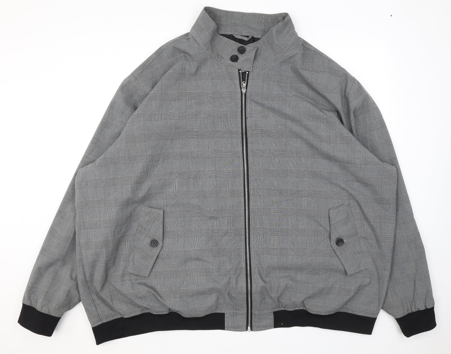 Jacamo Mens Grey Check Bomber Jacket Jacket Size 5XL Zip