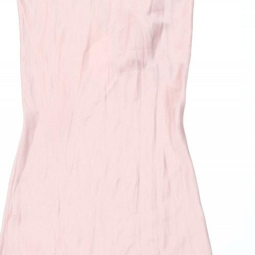 H&M Womens Pink Polyester Slip Dress Size 6 Square Neck Tie - Open Back