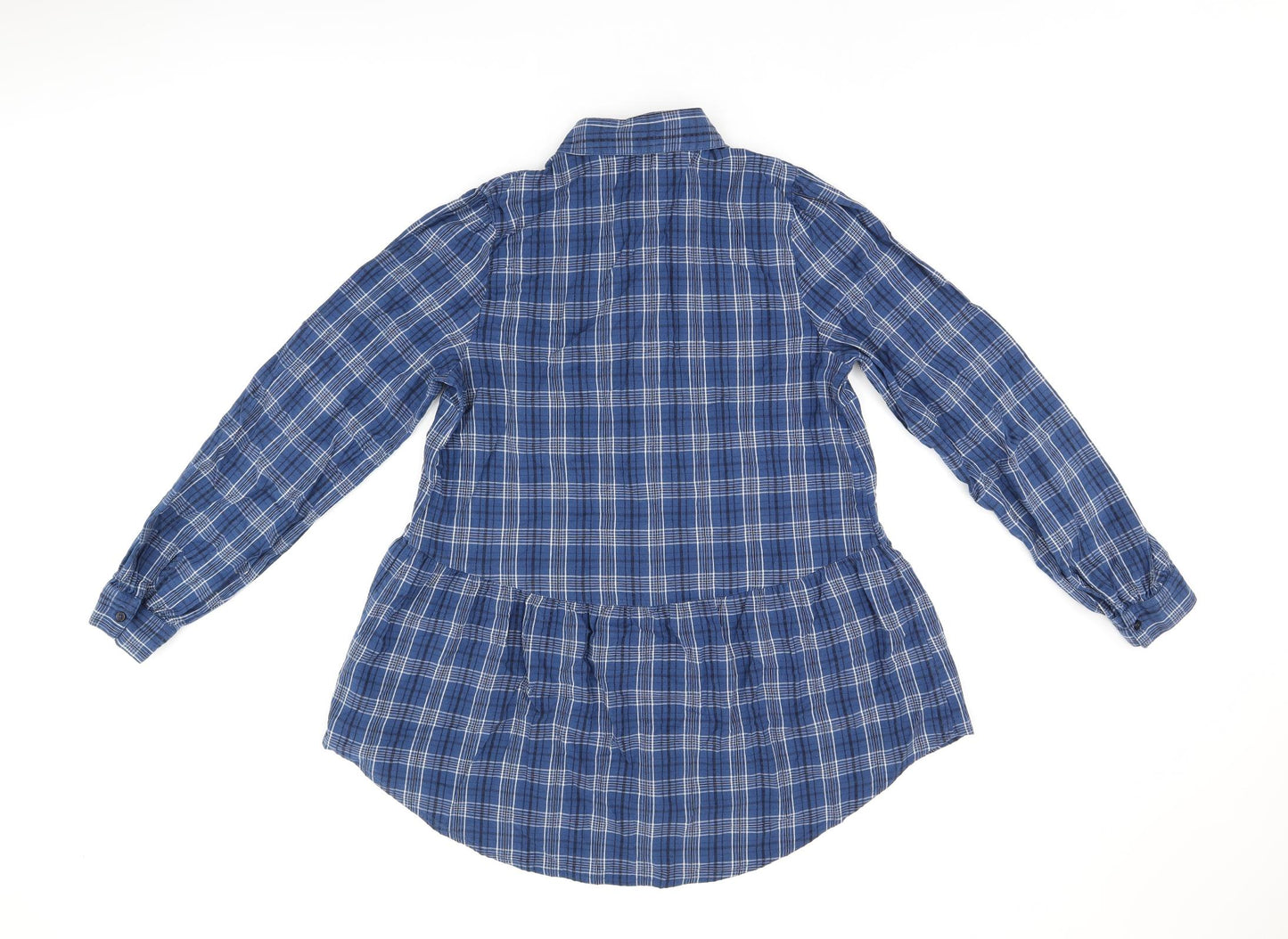 NEXT Womens Blue Plaid Cotton Basic Button-Up Size 10 Collared