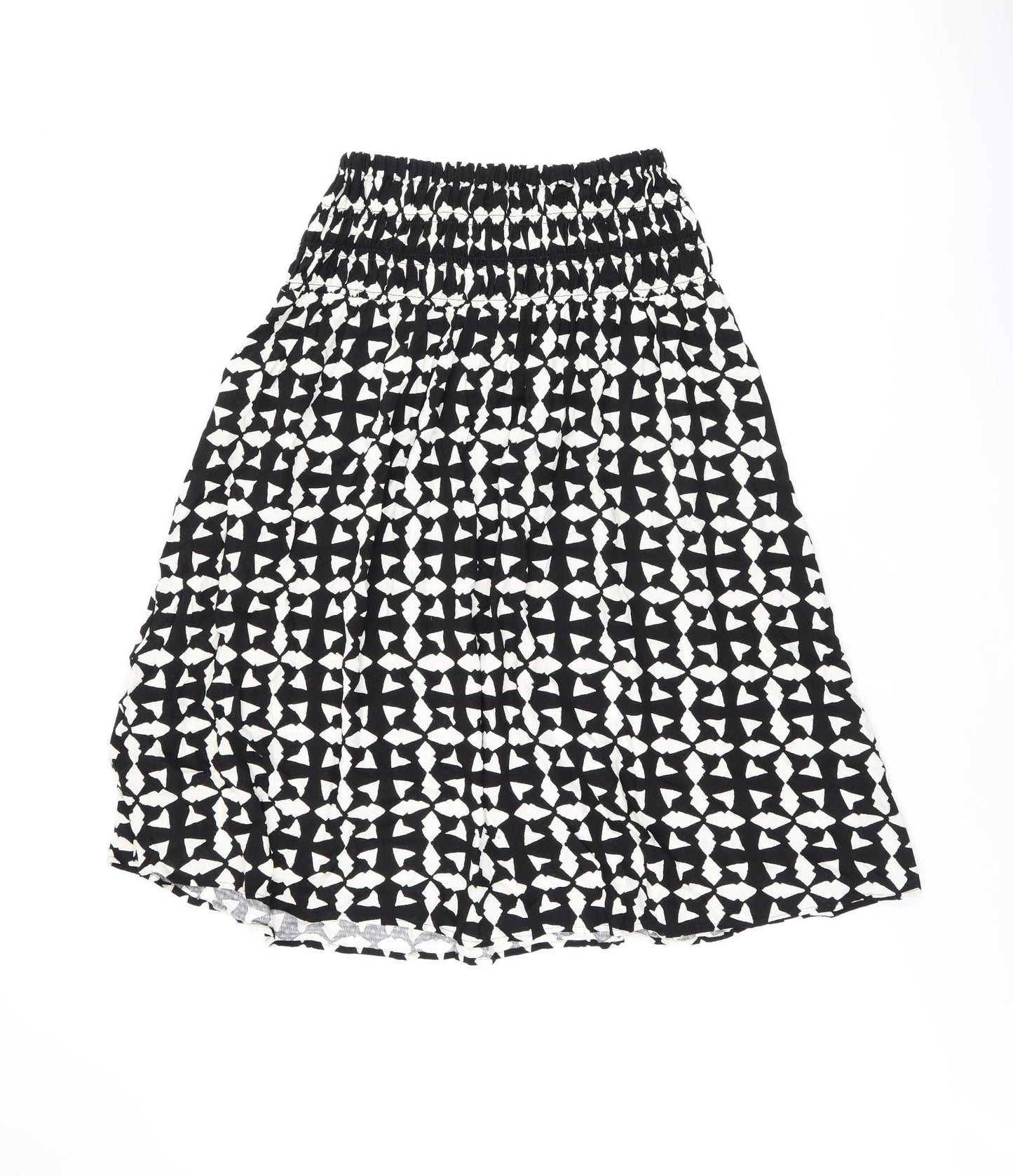 Marks and Spencer Womens Black Geometric Viscose Swing Skirt Size 12