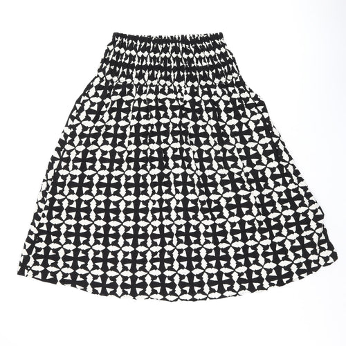 Marks and Spencer Womens Black Geometric Viscose Swing Skirt Size 12