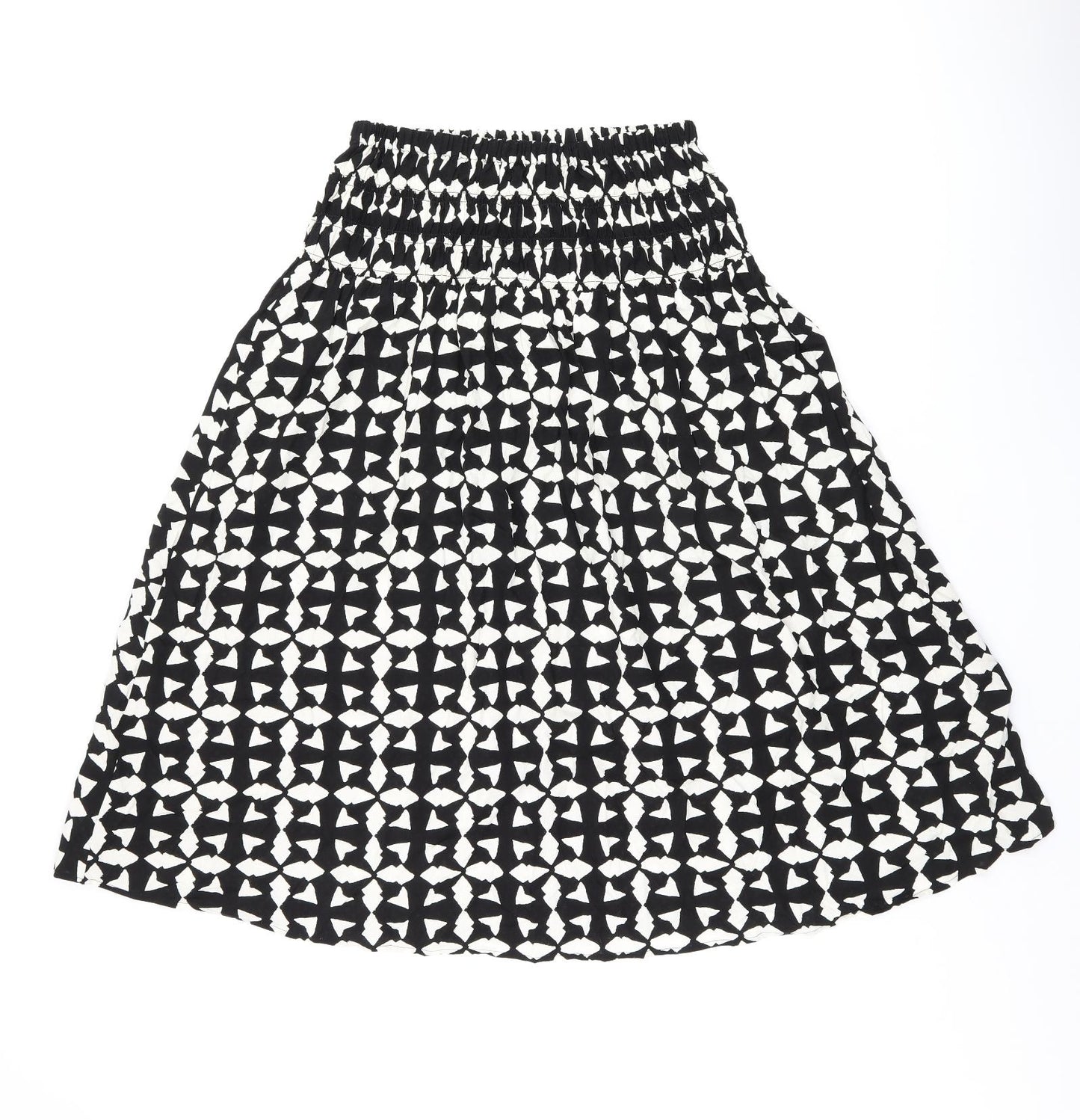 Marks and Spencer Womens Black Geometric Viscose Swing Skirt Size 12