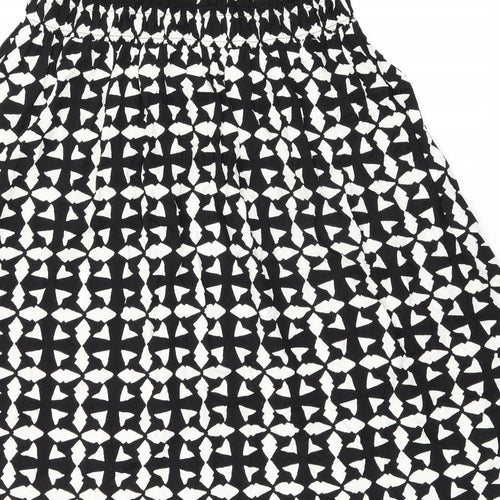 Marks and Spencer Womens Black Geometric Viscose Swing Skirt Size 12
