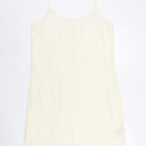 Per Una Womens Ivory Cotton Tank Dress Size 12 Scoop Neck Pullover