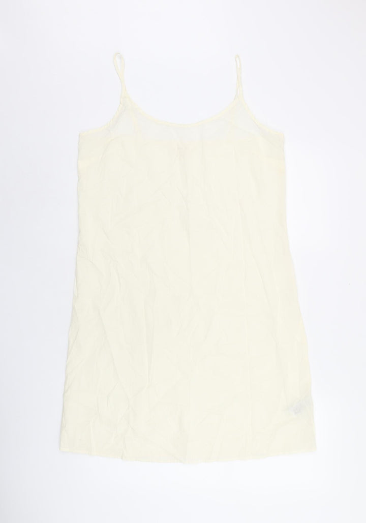 Per Una Womens Ivory Cotton Tank Dress Size 12 Scoop Neck Pullover